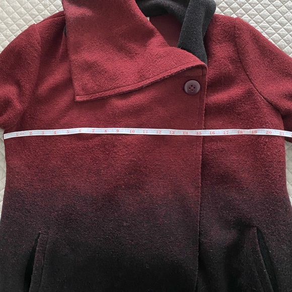 BB Dakota Red and Black Ombre Fuzzy Melton Coat - Picture 12 of 12
